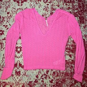 Free People Pink Lace Sweater